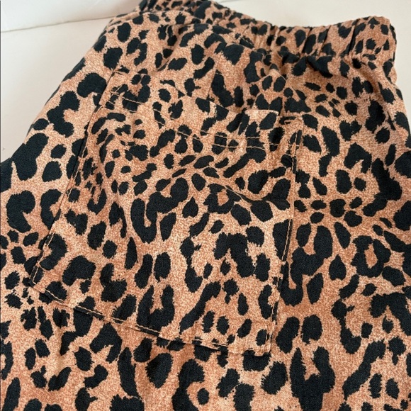 Gap pull on wide leg leopard print linen blend pants draw string pockets - Picture 6 of 16